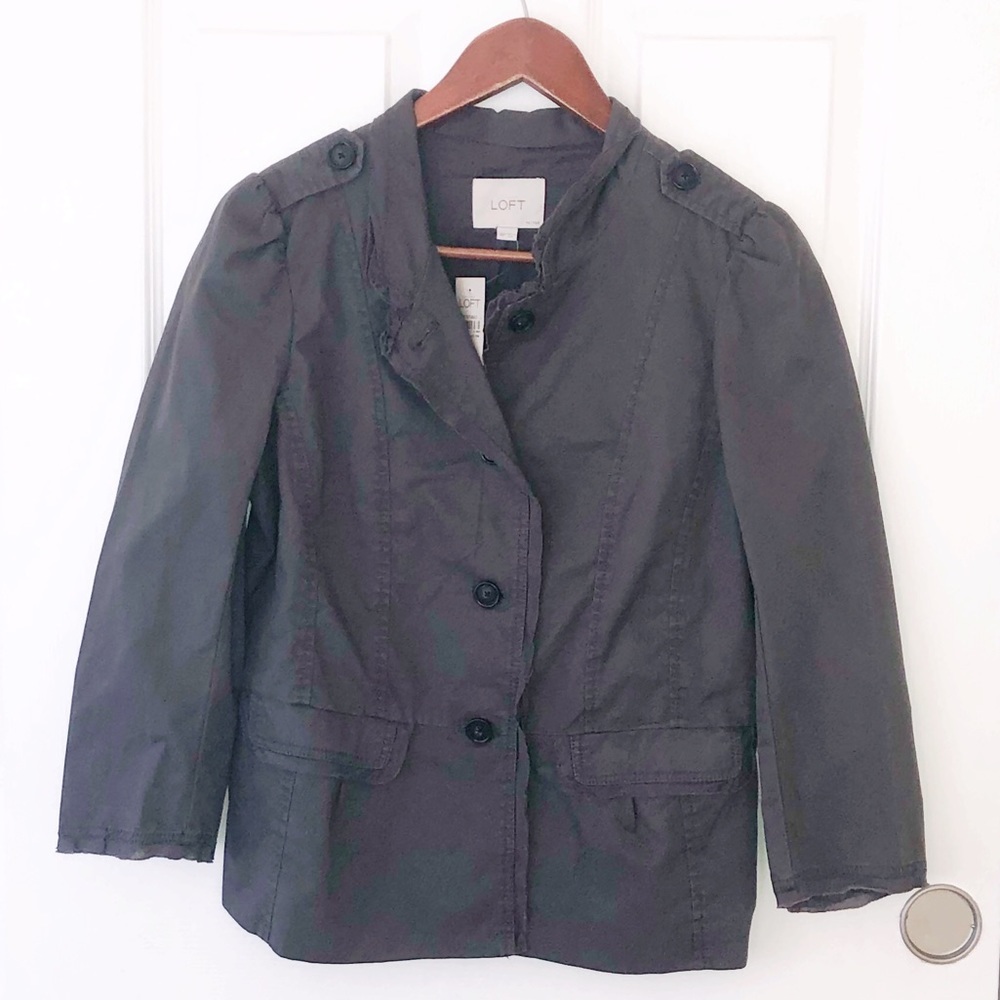Ann Taylor Loft Jacket Petite Gray